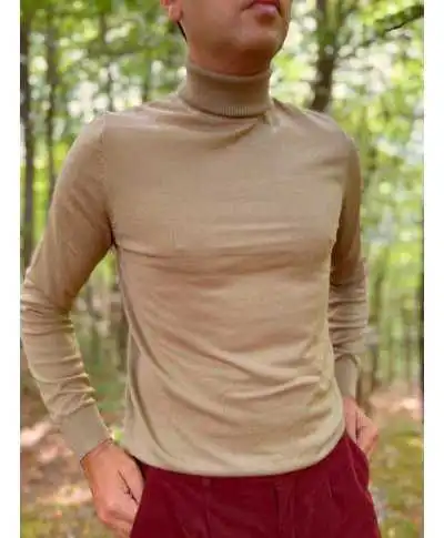 Maglione collo alto cammello - Key Jey - Maglioni uomo online - Gogolfun.it