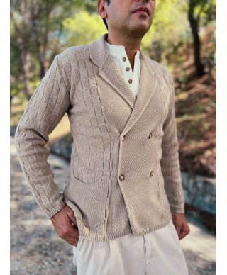 Cardigan uomo doppiopetto, Beige - Cardigan uomo online - Gogolfun.it