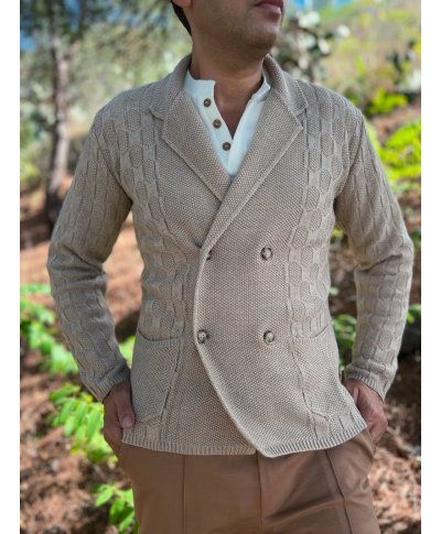 Cardigan uomo doppiopetto, Beige - Cardigan uomo online - Gogolfun.it