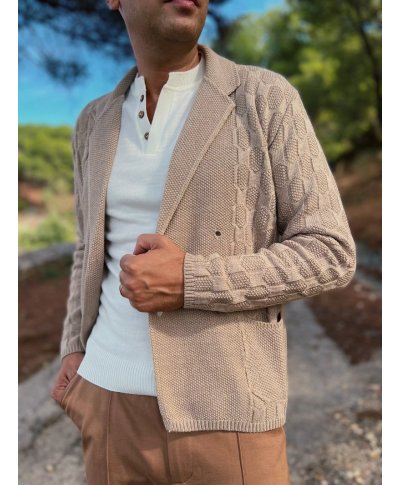 Cardigan uomo doppiopetto, Beige - Cardigan uomo online - Gogolfun.it