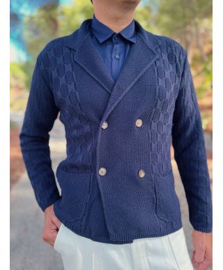 Cardigan uomo doppiopetto blu - Liux - Cardigan e maglioni uomo online - Gogolfun.it