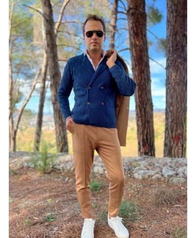 Cardigan uomo doppiopetto blu - Liux - Cardigan e maglioni uomo online - Gogolfun.it