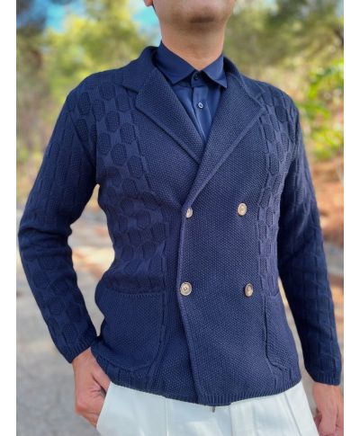 Cardigan uomo doppiopetto blu - Liux - Cardigan e maglioni uomo online - Gogolfun.it