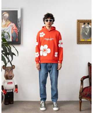 Felpa con cappuccio e stampa, arancio - Felpe online - Gogolfun.it