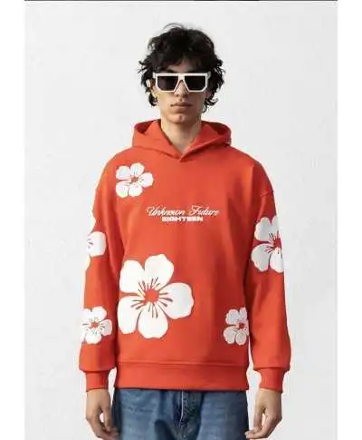 Felpa con cappuccio e stampa, arancio - Felpe online - Gogolfun.it