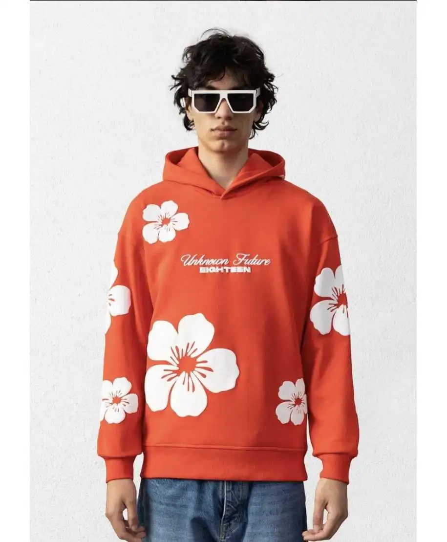Felpa con cappuccio e stampa, arancio - Felpe online - Gogolfun.it