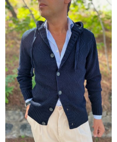 Cardigan uomo blu con cappuccio - Abbigliamento uomo online - Gogolfun.it