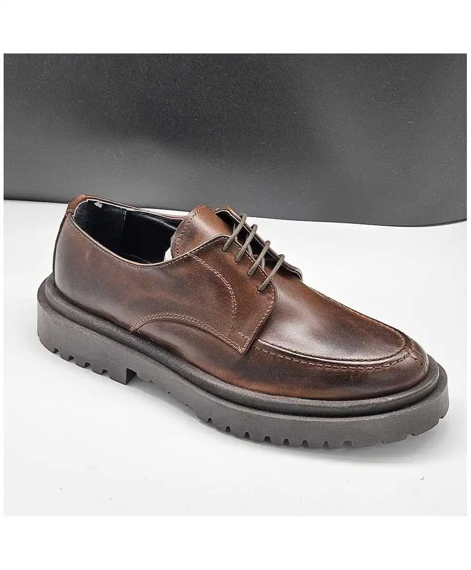 Scarpa uomo inglesina in pelle marrone con suola carrarmato - Scarpe uomo online - Gogolfun.it