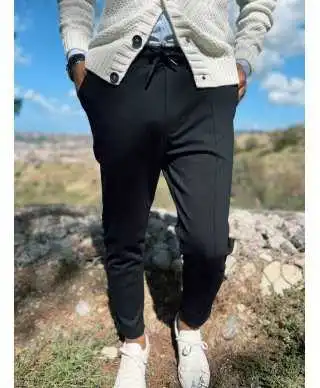 Pantaloni uomo con lacci, nero - Paul Miranda - Pantaloni uomo online - Gogolfun.it