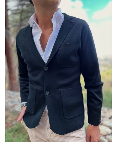 Cardigan nero con bottoni - Key Jey - Cardigan e maglioni uomo - Gogolfun.it