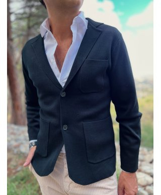 Cardigan nero con bottoni - Key Jey