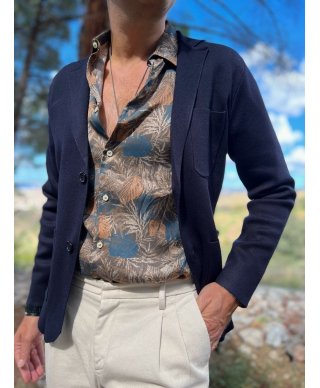 Cardigan uomo blu monopetto