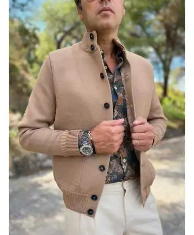 Cardigan uomo con bottoni, Cammello - Maglioni uomo online - Gogolfun.it