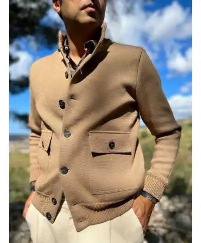 Cardigan uomo con bottoni, Cammello - Maglioni uomo online - Gogolfun.it