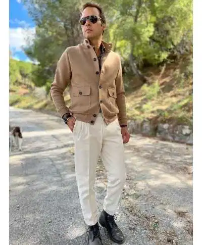Cardigan uomo con bottoni, Cammello - Maglioni uomo online - Gogolfun.it