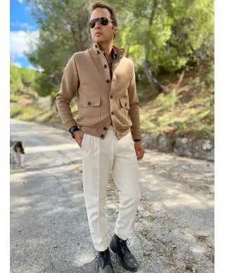 Cardigan uomo con bottoni, Cammello - Maglioni uomo online - Gogolfun.it