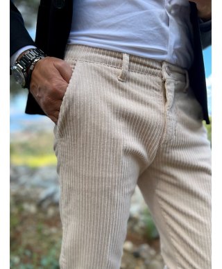 Pantaloni in velluto beige - Paul Miranda - Pantaloni uomo online - Gogolfun.it