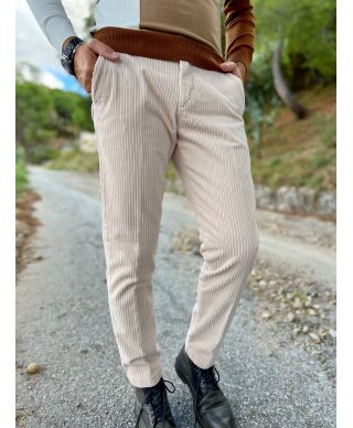 Pantaloni in velluto beige - Paul Miranda - Pantaloni uomo online - Gogolfun.it