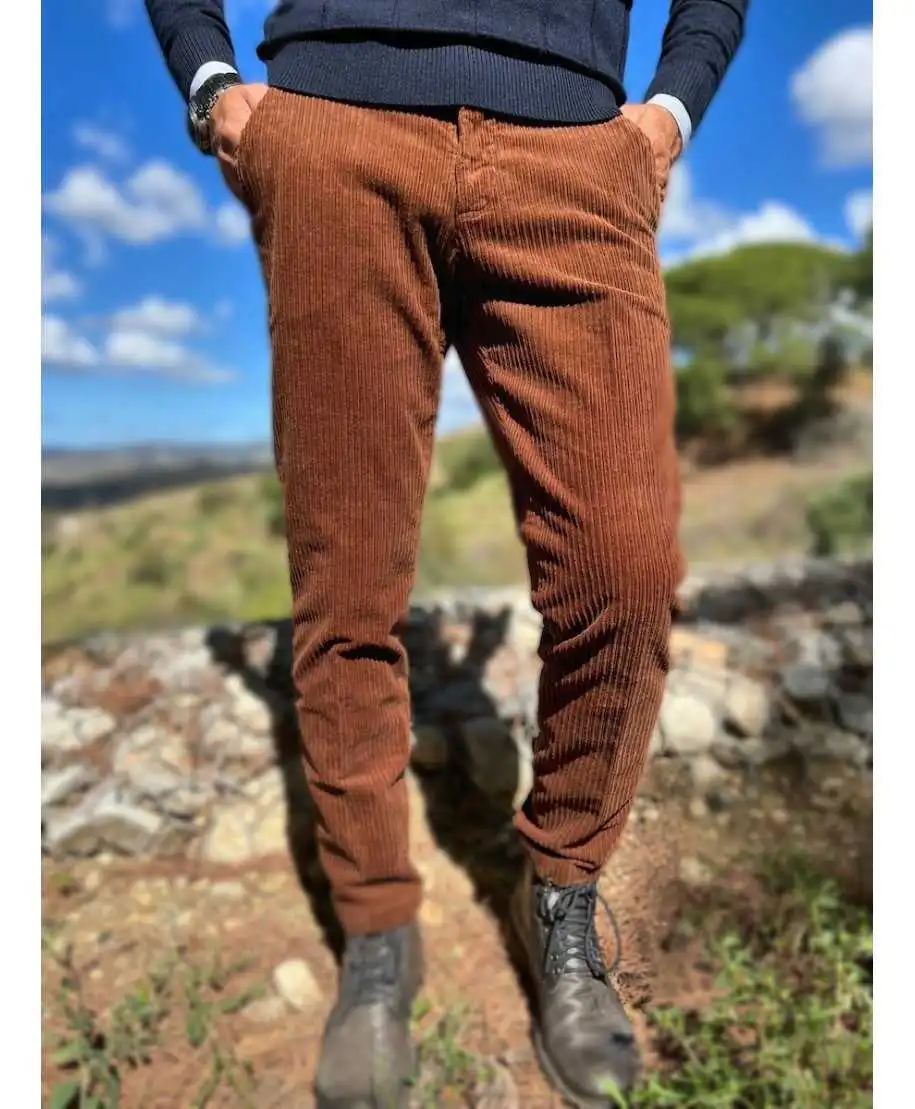 Pantaloni uomo in velluto marrone - Paul Miranda - Pantaloni uomo online - Gogolfun.it