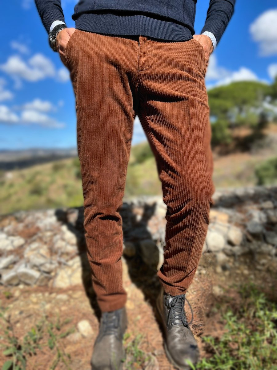 Pantaloni uomo in velluto marrone - Paul Miranda