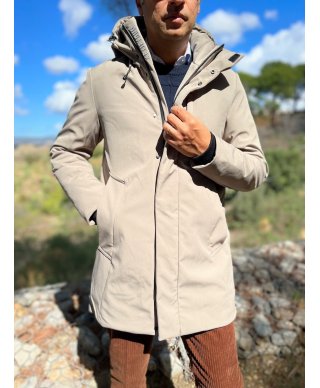 Parka imbottito beige da uomo - Tessuto tecnico - Key Jey -  Giubbotti uomo online - Gogolfun.it