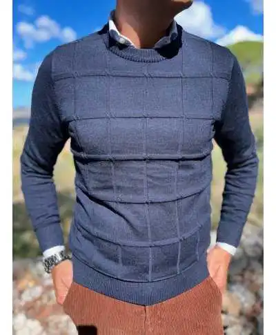 Maglione girocollo blu - Key Jey - Abbigliamento uomo online - Gogolfun.it