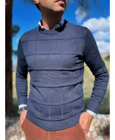 Maglione girocollo blu - Key Jey - Abbigliamento uomo online - Gogolfun.it
