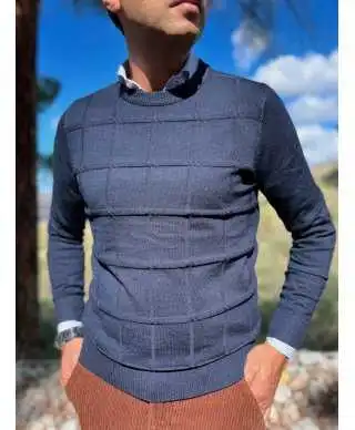 Maglione girocollo blu - Key Jey