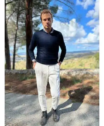 Maglione girocollo blu - Key Jey - Abbigliamento uomo online - Gogolfun.it