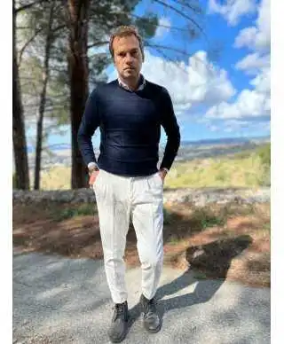 Maglione girocollo blu - Key Jey - Abbigliamento uomo online - Gogolfun.it