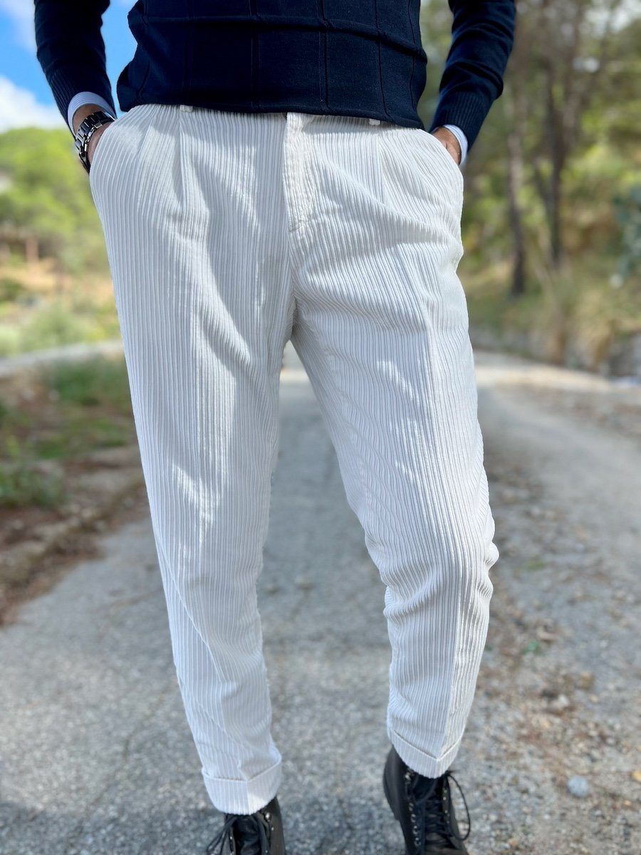 Pantaloni uomo in velluto bianco - Paul Miranda