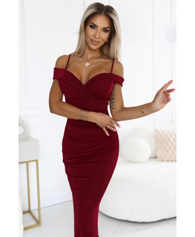 Callie - Vestito elegante bordeaux - Scollatura a cuore - Abbigliamento donna online - Gogolfun.it