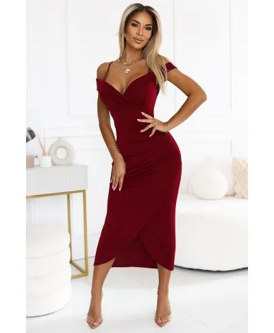 Callie - Vestito elegante bordeaux - Scollatura a cuore - Abbigliamento donna online - Gogolfun.it