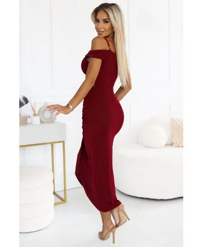 Callie - Vestito elegante bordeaux - Scollatura a cuore - Abbigliamento donna online - Gogolfun.it