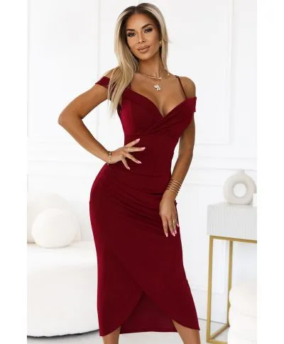 Callie - Vestito elegante bordeaux - Scollatura a cuore - Abbigliamento donna online - Gogolfun.it