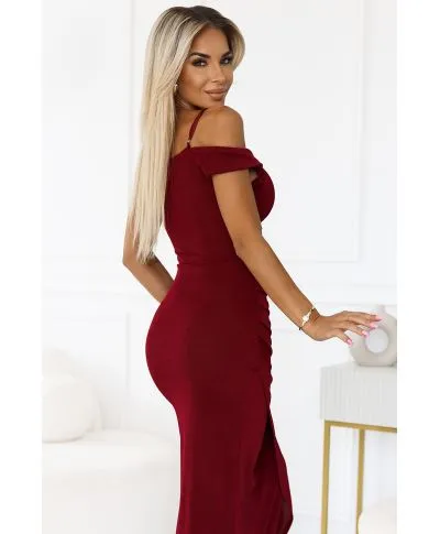Callie - Vestito elegante bordeaux - Scollatura a cuore - Abbigliamento donna online - Gogolfun.it
