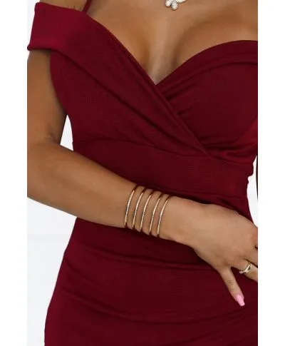 Callie - Vestito elegante bordeaux - Scollatura a cuore - Abbigliamento donna online - Gogolfun.it