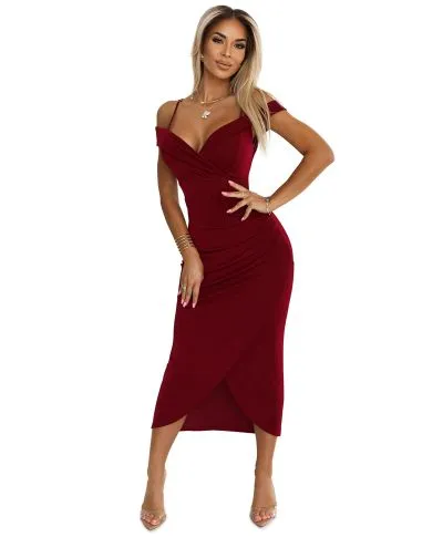 Callie - Vestito elegante bordeaux - Scollatura a cuore - Abbigliamento donna online - Gogolfun.it