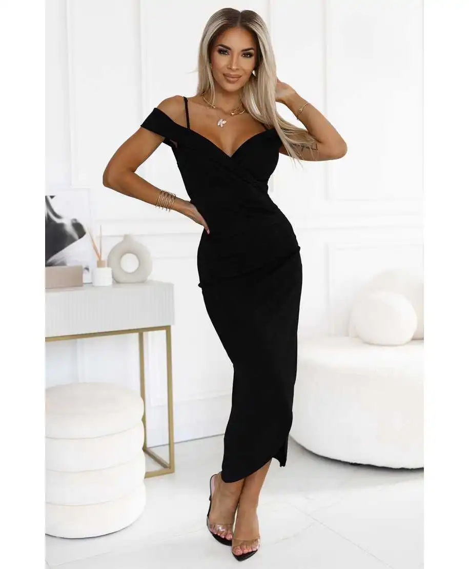 Vestito elegante nero, scollo a barca - Vestiti donna online - Gogolfun.it