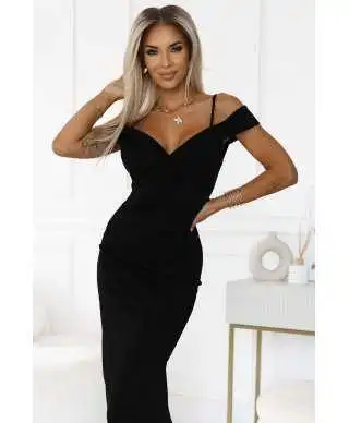 Vestito elegante nero, scollo a barca - Vestiti donna online - Gogolfun.it