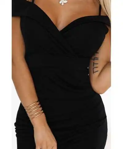 Vestito elegante nero, scollo a barca - Vestiti donna online - Gogolfun.it