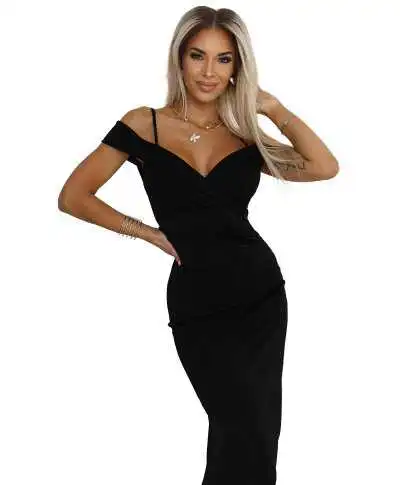 Vestito elegante nero, scollo a barca - Vestiti donna online - Gogolfun.it