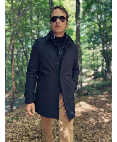 Trench uomo nero imbottito - Pettorina staccabile - Trench uomo online - Gogolfun.it