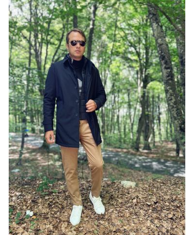 Trench uomo nero imbottito - Pettorina staccabile - Trench uomo online - Gogolfun.it