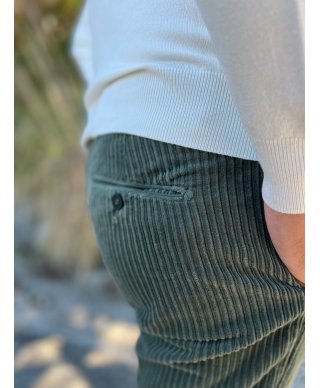 Pantaloni in Velluto a Coste Verde Oliva Paul Miranda - Made in Italy