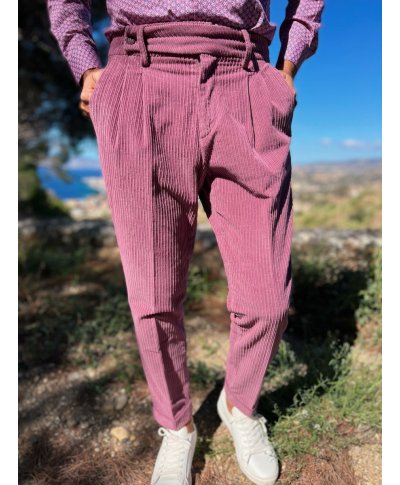 Pantaloni in Velluto Rosa Paul Miranda - Made in Italy - Pantaloni in velluto, chinos, jeans - Gogolfun.it