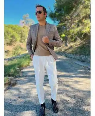 Maglione uomo girocollo cammello - Key Jey