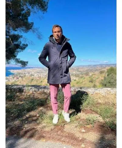 Giubbotto invernale uomo, con cappuccio - Colore Blu - Key jey