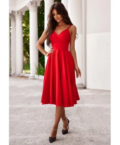 001140. TIFANI CZERWONY długość 7/8 DUET AM Sukienki TIFANI czerwony