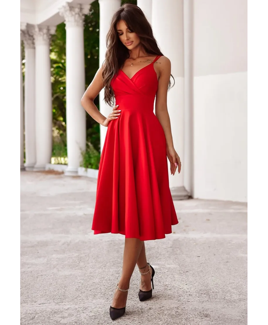 001140. TIFANI CZERWONY długość 7/8 DUET AM Sukienki TIFANI czerwony